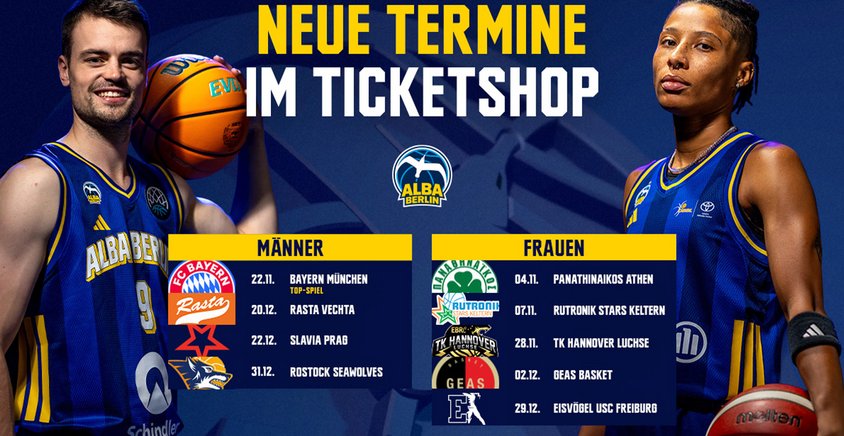 Neue Heimspieltermine im Verkauf: Heimduell-Kracher gegen Bayern und Keltern mit dabei